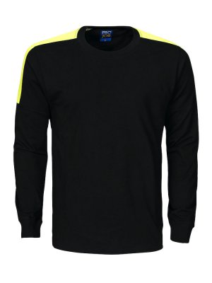 t-shirt, tshirt, med, synlighet, gula, ärmar, armar, 2019, projob, chaufför, lager, kläder, långärmad, arbetskläder, billigt, gu