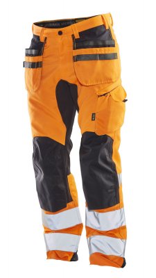 jobman, stretcbyxa, stretch, paneler, stillab.se, hantverksbyxa, hölsterfickor, varsel, gul, orange, 2240, billiga, arbetskläder