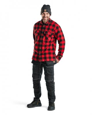 blåkläder, skjorta, flanellskjorta, 322511315699, fodrad, fleece, flanell, bomull, grå, röd, jula, kvalitet, skön, mjuk, blåkläd