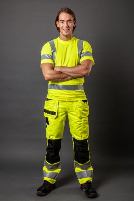 projob, hantverksbyxa, varsel, 6531, projob, 646531, billig, byxa, gul, reflexer, klassad, godkänd, midjebyxa, klass, 2, 20471